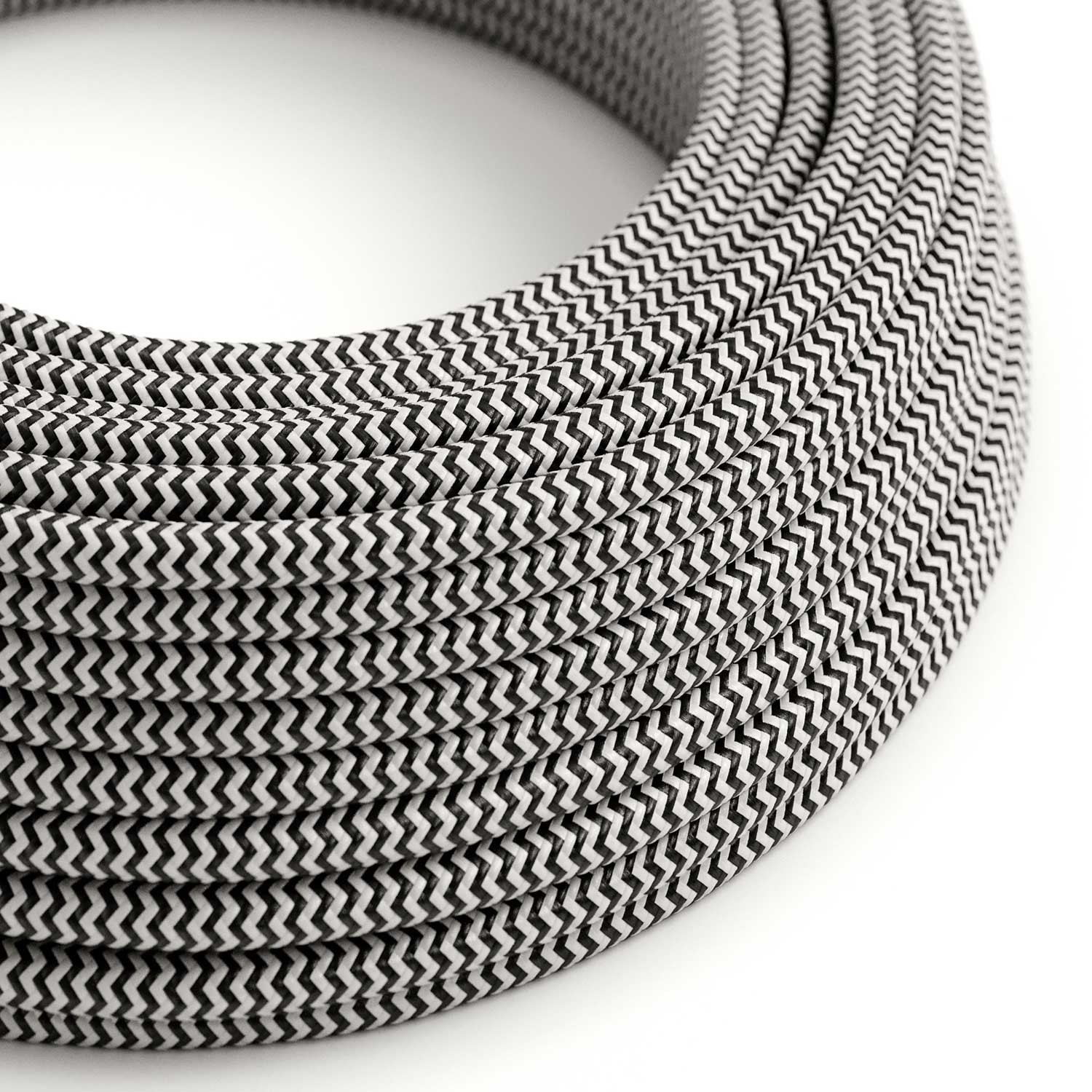 Cable eléctrico redondo en bobina de 45.72 mts (150 pies) RZ04 Efecto Seda ZigZag Negro - Homologado UL