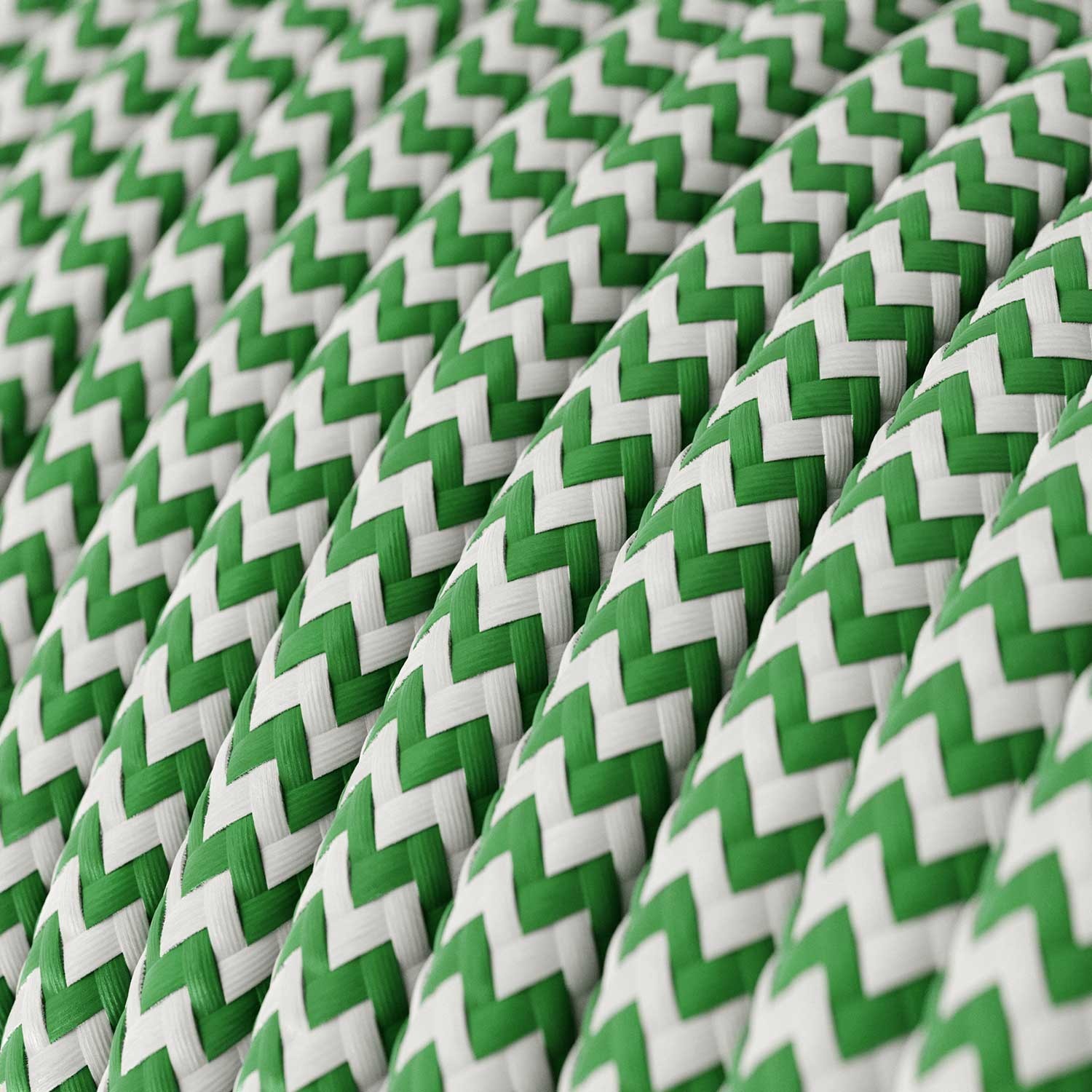 Cable eléctrico redondo en bobina de 45.72 mts (150 pies) RZ06 Efecto Seda ZigZag Verde - Homologado UL