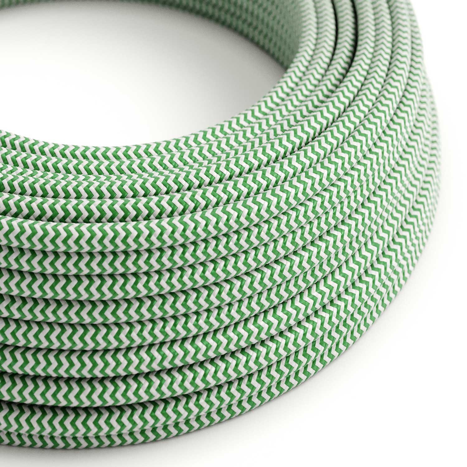 Cable eléctrico redondo en bobina de 45.72 mts (150 pies) RZ06 Efecto Seda ZigZag Verde - Homologado UL
