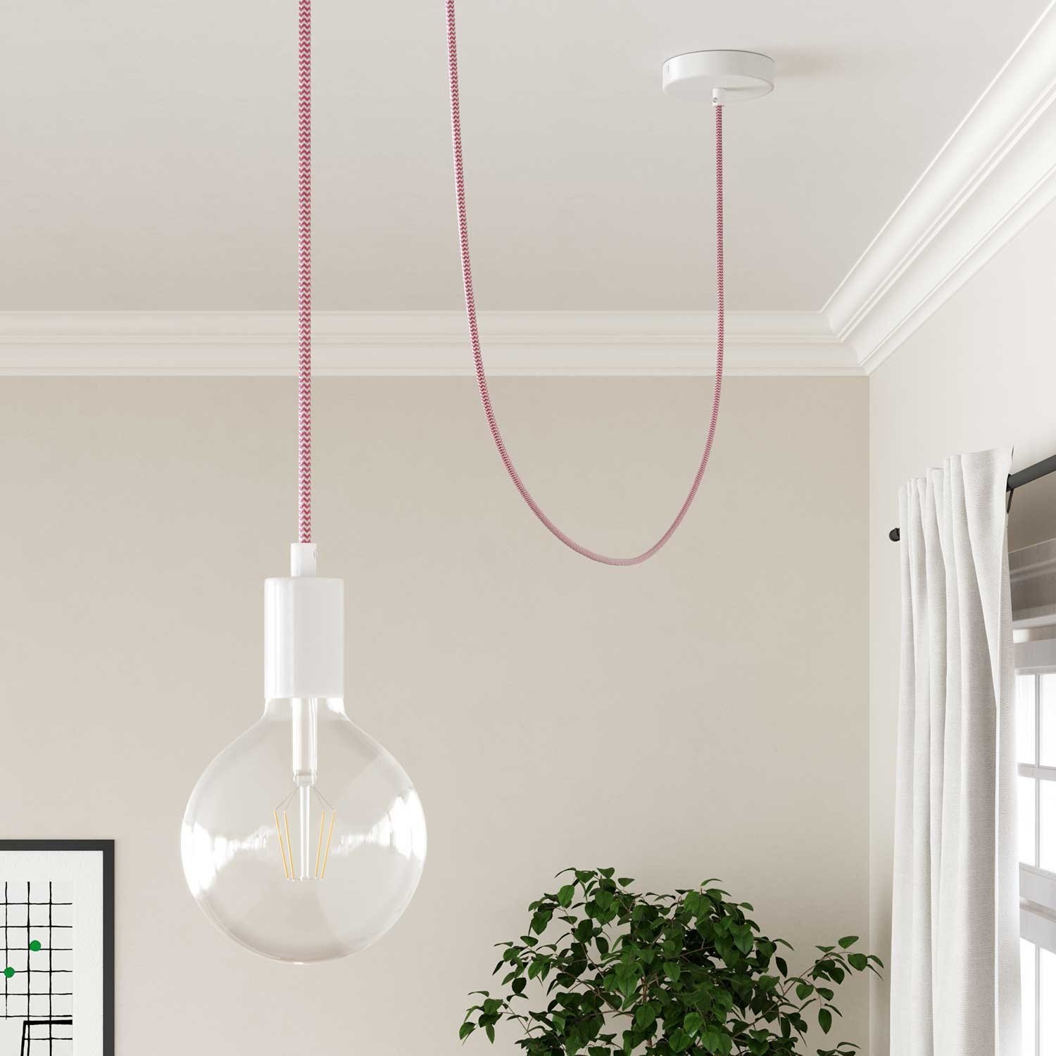 Cable eléctrico redondo en bobina de 45.72 mts (150 pies) RZ08 Efecto Seda ZigZag Fuchsia - Homologado UL