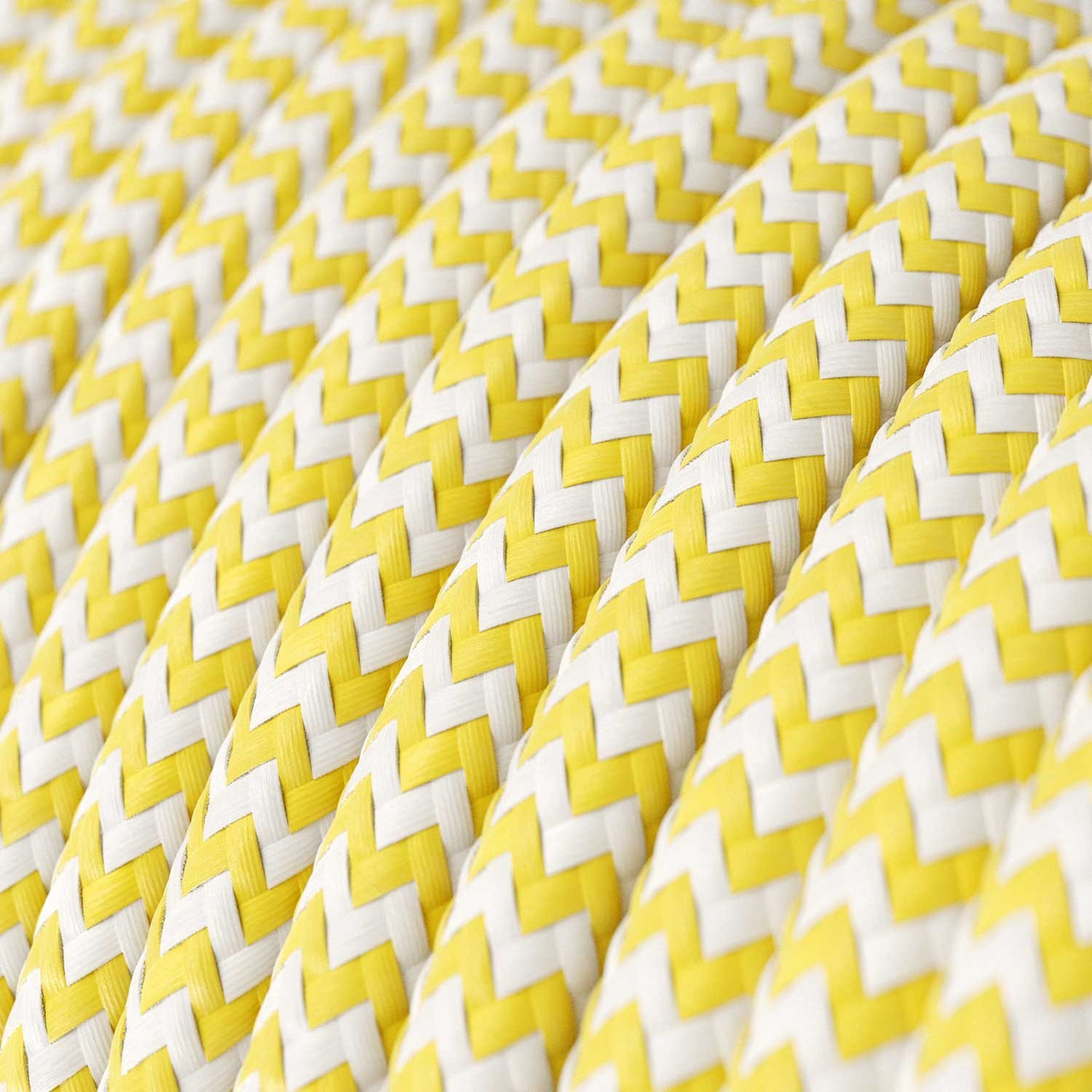 Cable eléctrico redondo en bobina de 45.72 mts (150 pies) RZ10 Efecto Seda ZigZag Amarillo - Homologado UL