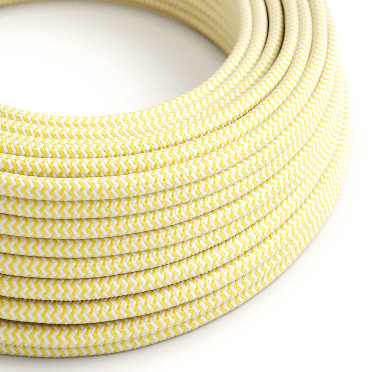 Cable eléctrico redondo en bobina de 45.72 mts (150 pies) RZ10 Efecto Seda ZigZag Amarillo - Homologado UL
