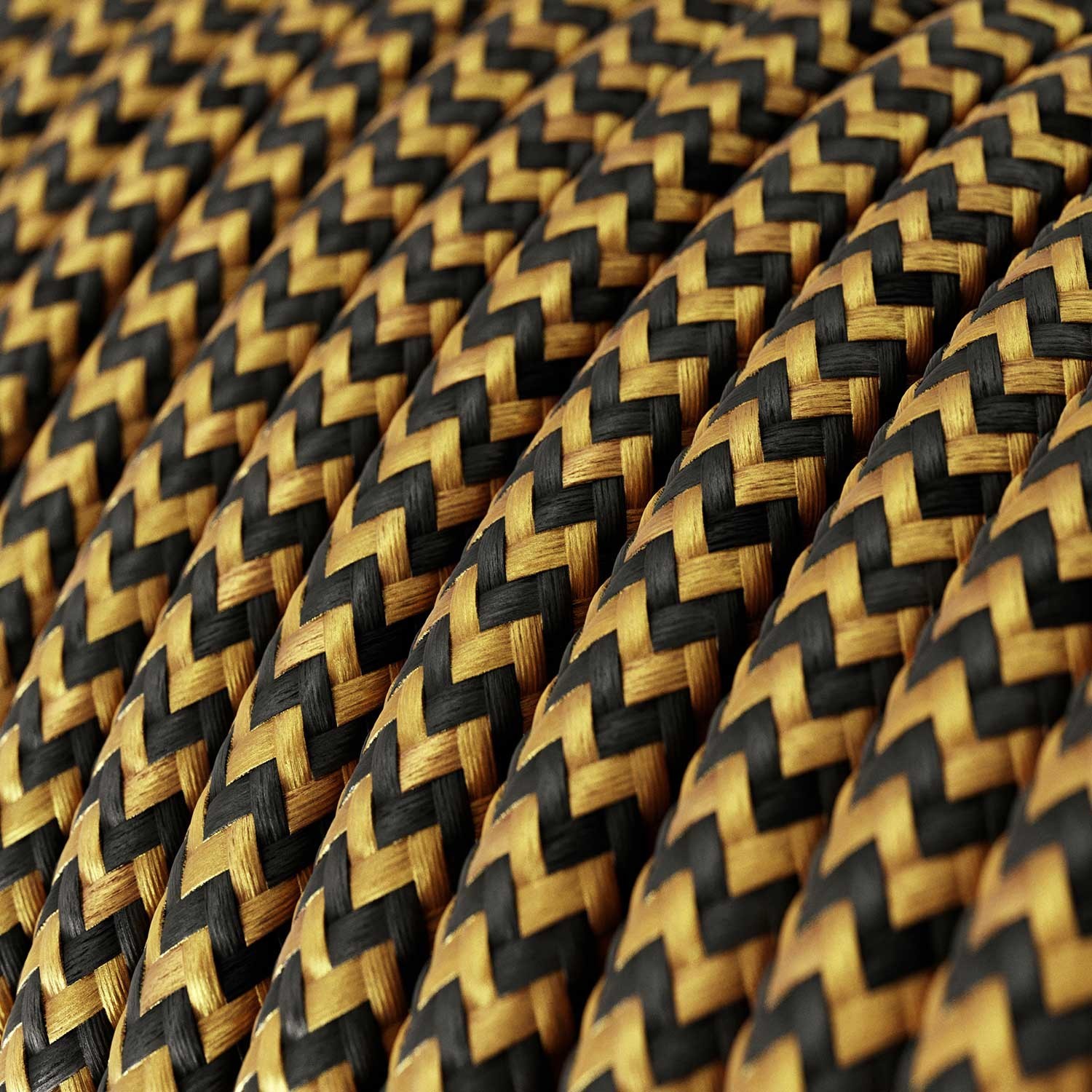 Round Electric Cable 150 ft (45,72 m) coil RZ24 ZigZag Gold and Black Rayon - UL listed