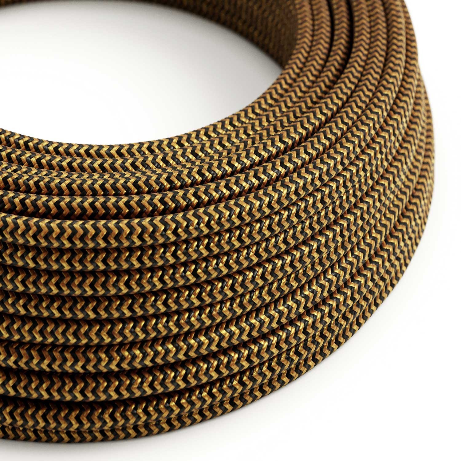 Round Electric Cable 150 ft (45,72 m) coil RZ24 ZigZag Gold and Black Rayon - UL listed