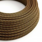 Cable eléctrico redondo en bobina de 45.72 mts (150 pies) RZ24 Efecto Seda ZigZag Dorado y Negro - Homologado UL