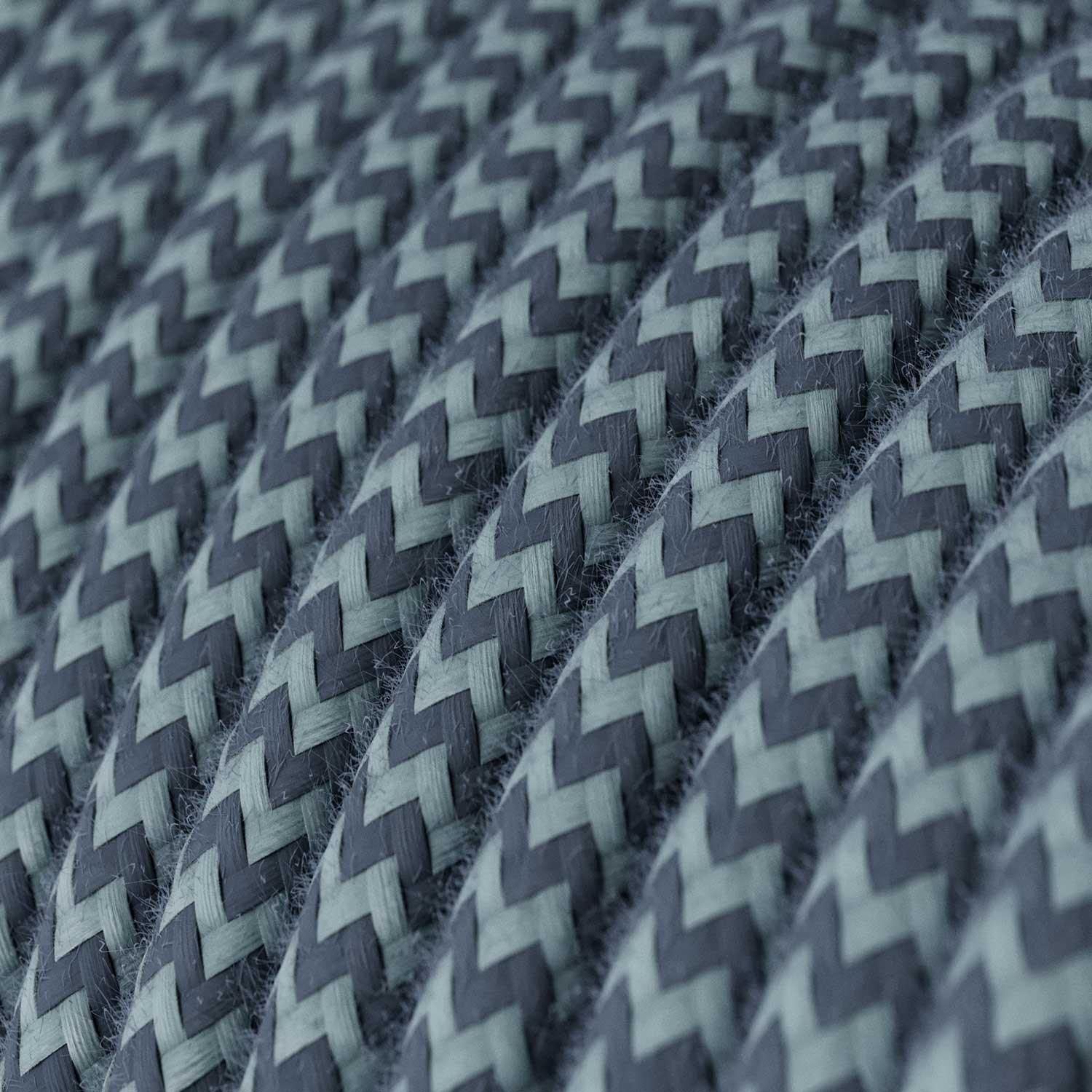Cable eléctrico redondo en bobina de 45.72 mts (150 pies) RZ25 Algodón ZigZag Gris Piedra y Océano - Homologado UL