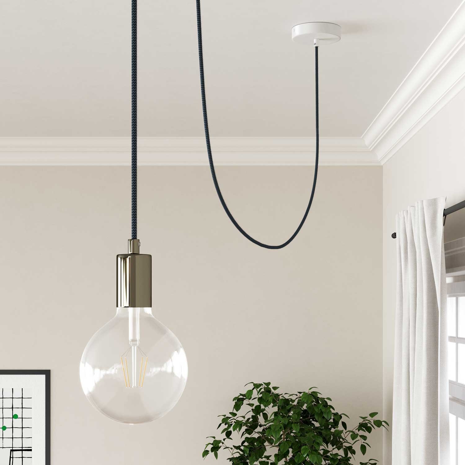 Cable eléctrico redondo en bobina de 45.72 mts (150 pies) RZ25 Algodón ZigZag Gris Piedra y Océano - Homologado UL