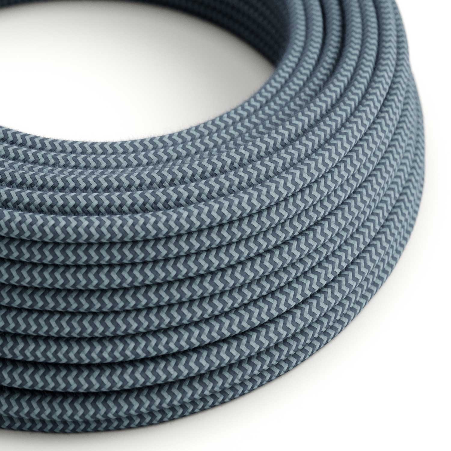 Cable eléctrico redondo en bobina de 45.72 mts (150 pies) RZ25 Algodón ZigZag Gris Piedra y Océano - Homologado UL