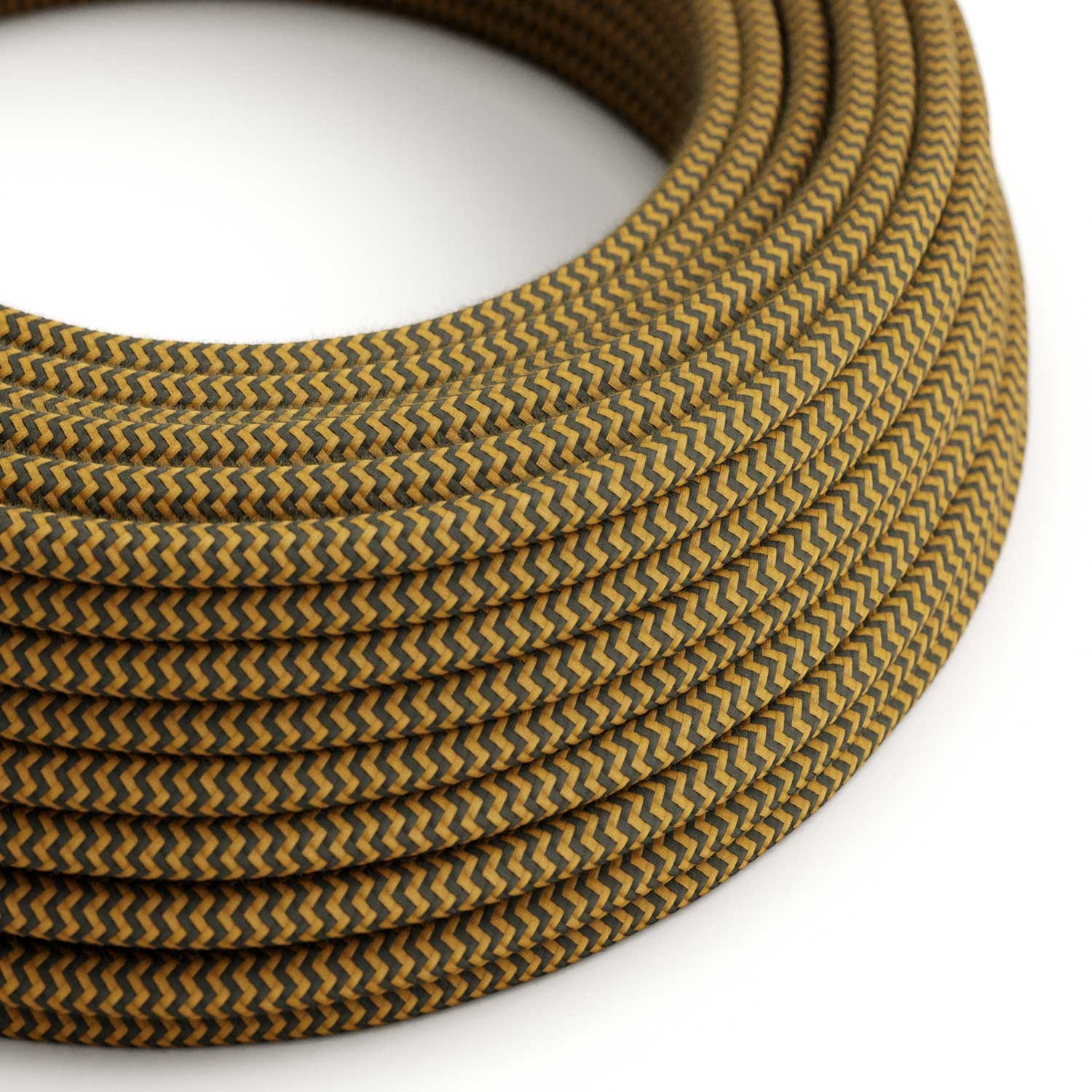 Round Electric Cable 150 ft (45,72 m) coil RZ27 ZigZag Golden Honey and Anthracite Cotton - UL listed