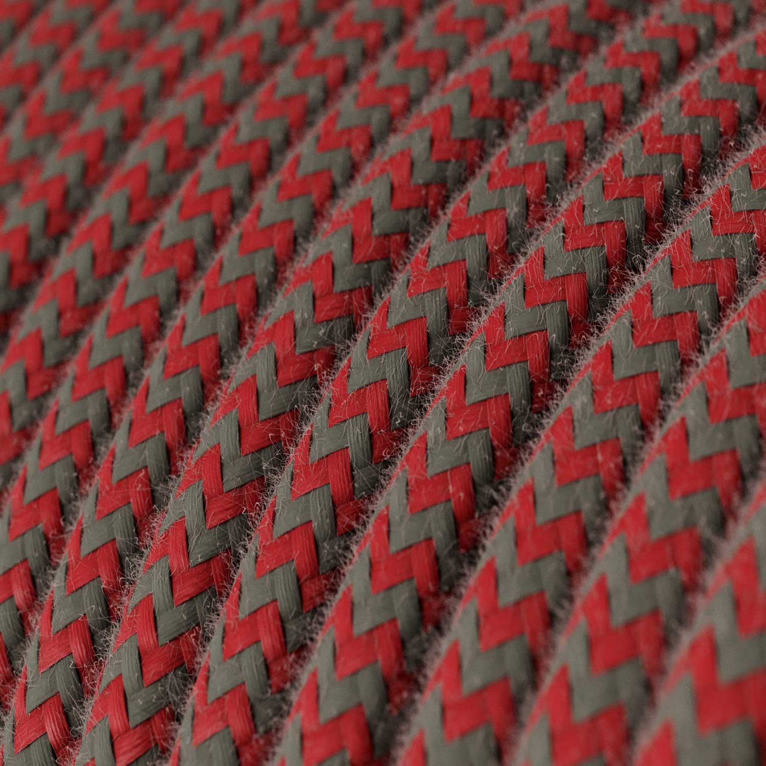 Cable eléctrico redondo en bobina de 45.72 mts (150 pies) RZ28 Algodón ZigZag Rojo Fuego y Gris - Homologado UL