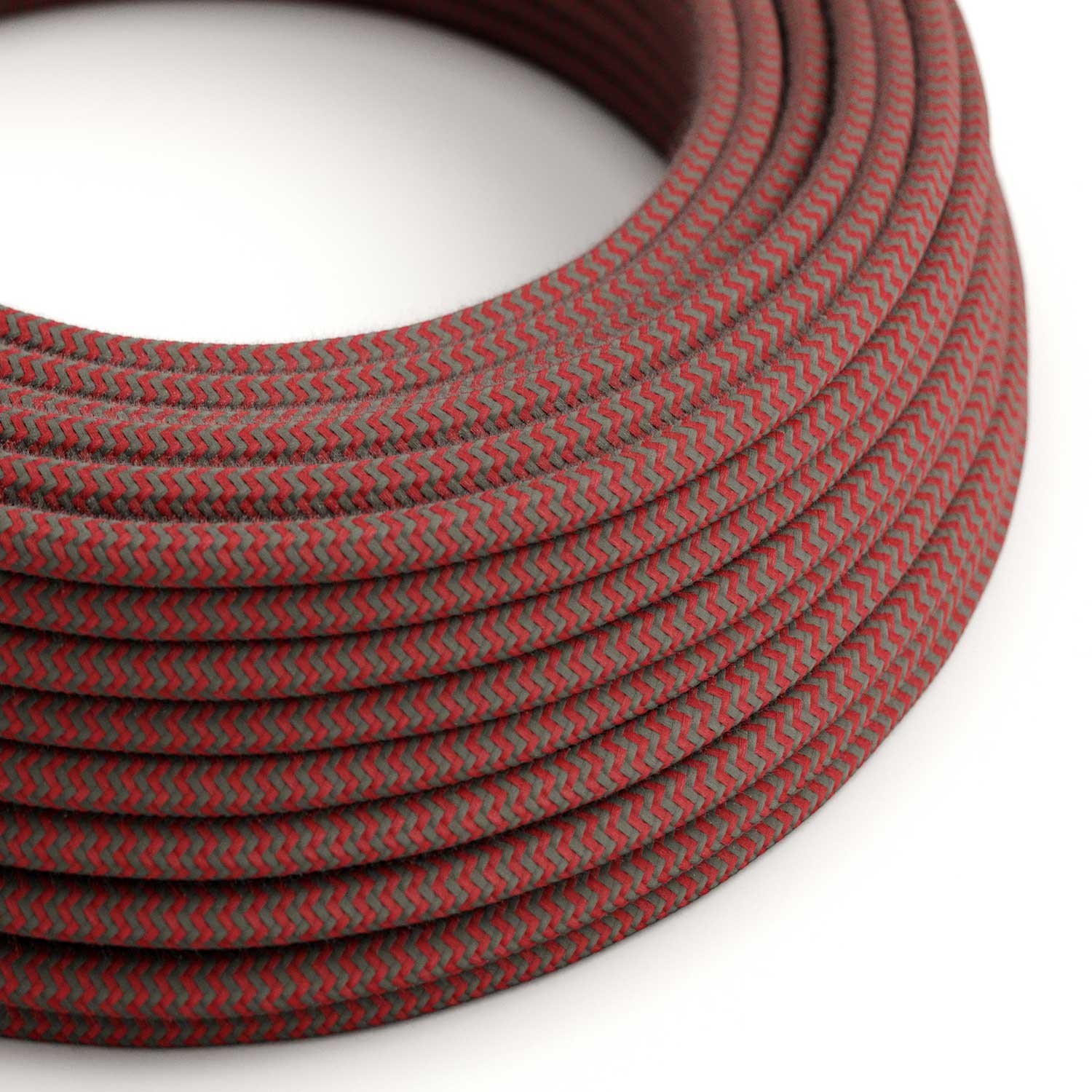 Cable eléctrico redondo en bobina de 45.72 mts (150 pies) RZ28 Algodón ZigZag Rojo Fuego y Gris - Homologado UL