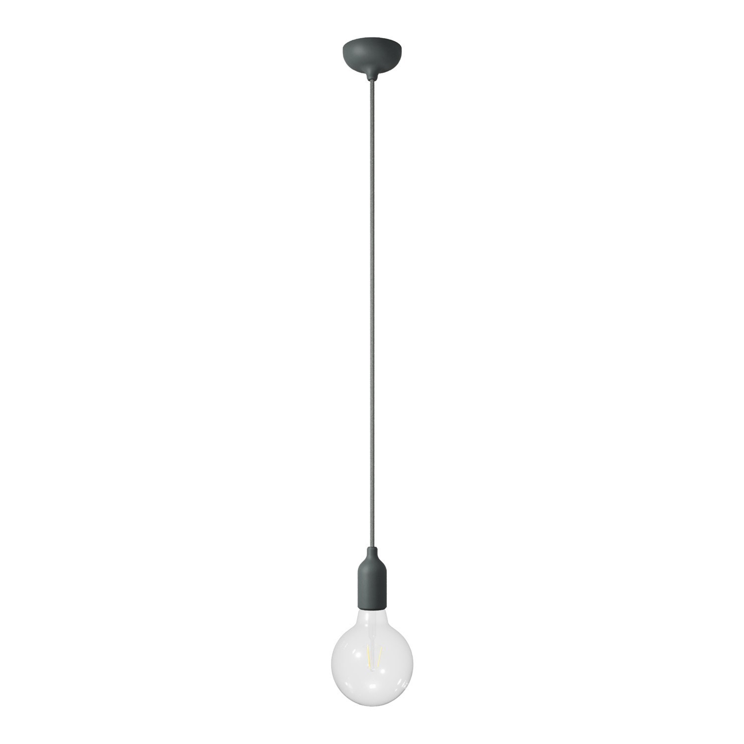 Lámpara colgante de silicona colorida con cable textil.