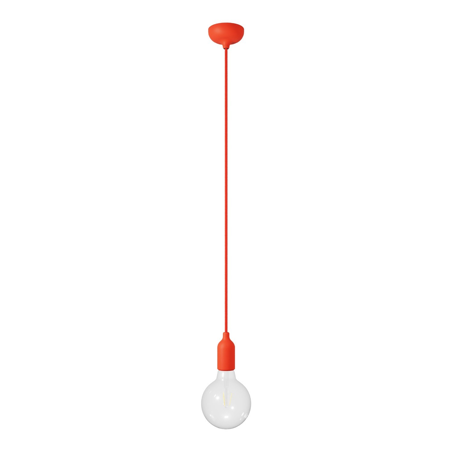 Lámpara colgante de silicona colorida con cable textil.