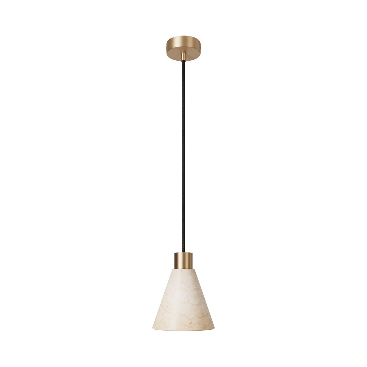 Lámpara colgante con pantalla de madera en forma de cono