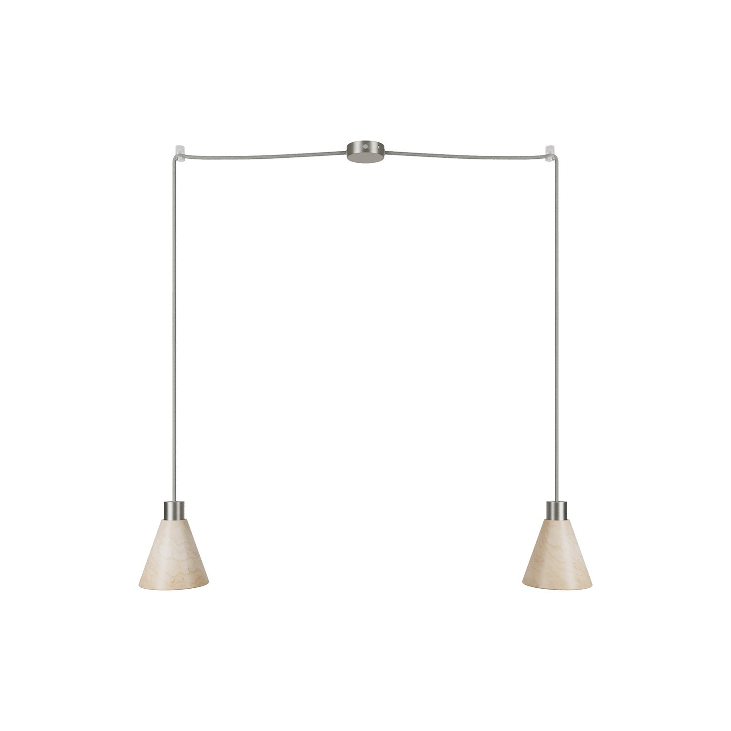 Lámpara colgante múltiple de 2 luces con pantalla de madera en forma de cono