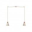Lámpara colgante múltiple de 2 luces con pantalla de madera en forma de cono