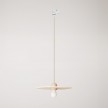 Wooden track lamp with textile cable and UFO lampshade