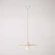 Wooden track lamp with textile cable and UFO lampshade