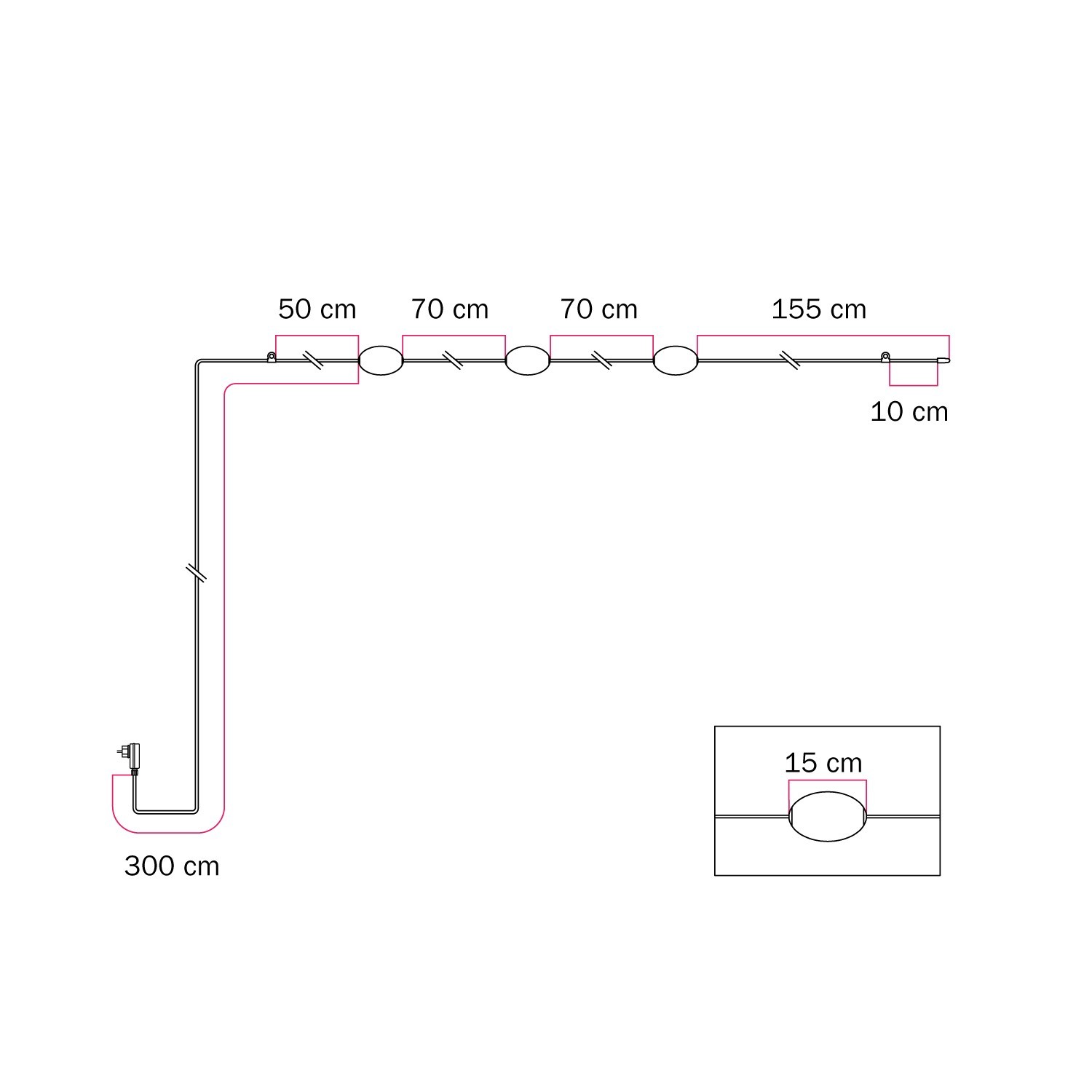 3-light Outdoor String Light IP67 - Marina3