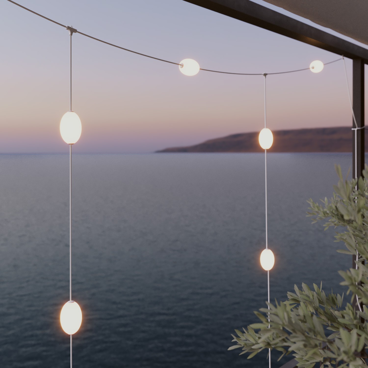 Grid-style Outdoor String Light with 7 Lights IP67 - Marina GRID