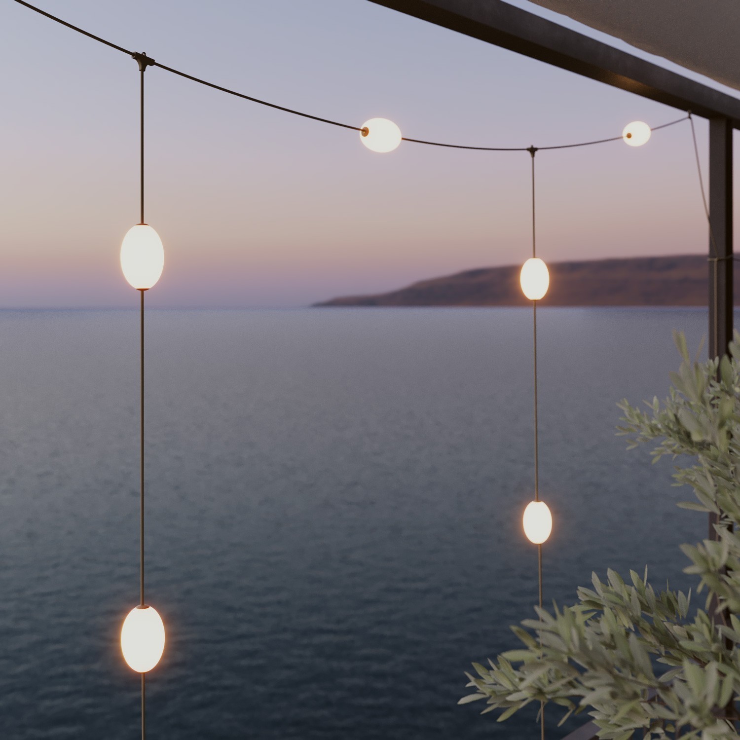 Grid-style Outdoor String Light with 7 Lights IP67 - Marina GRID