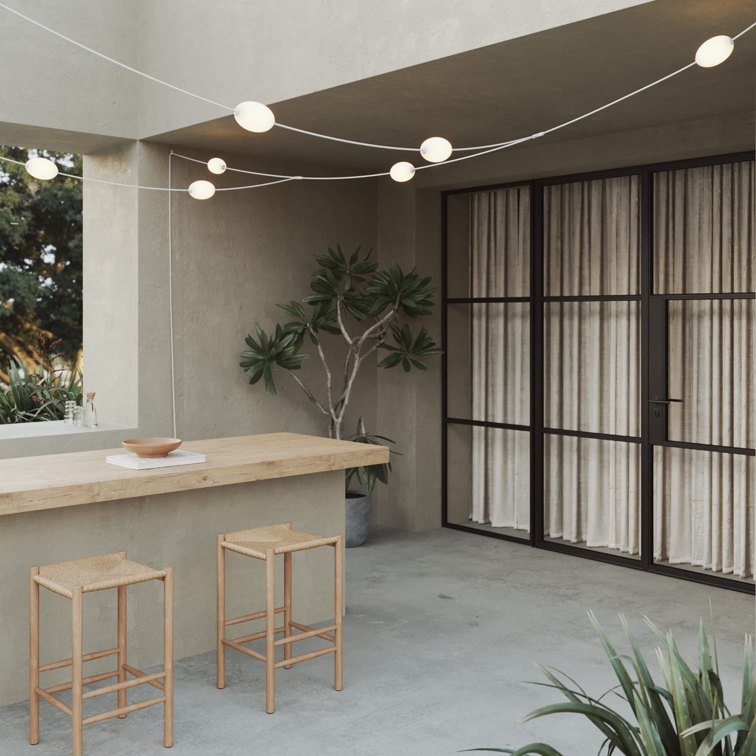 Grid-style Outdoor String Light with 7 Lights IP67 - Marina GRID