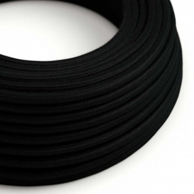 Round Electric Cable RC04 Black Cotton - UL listed