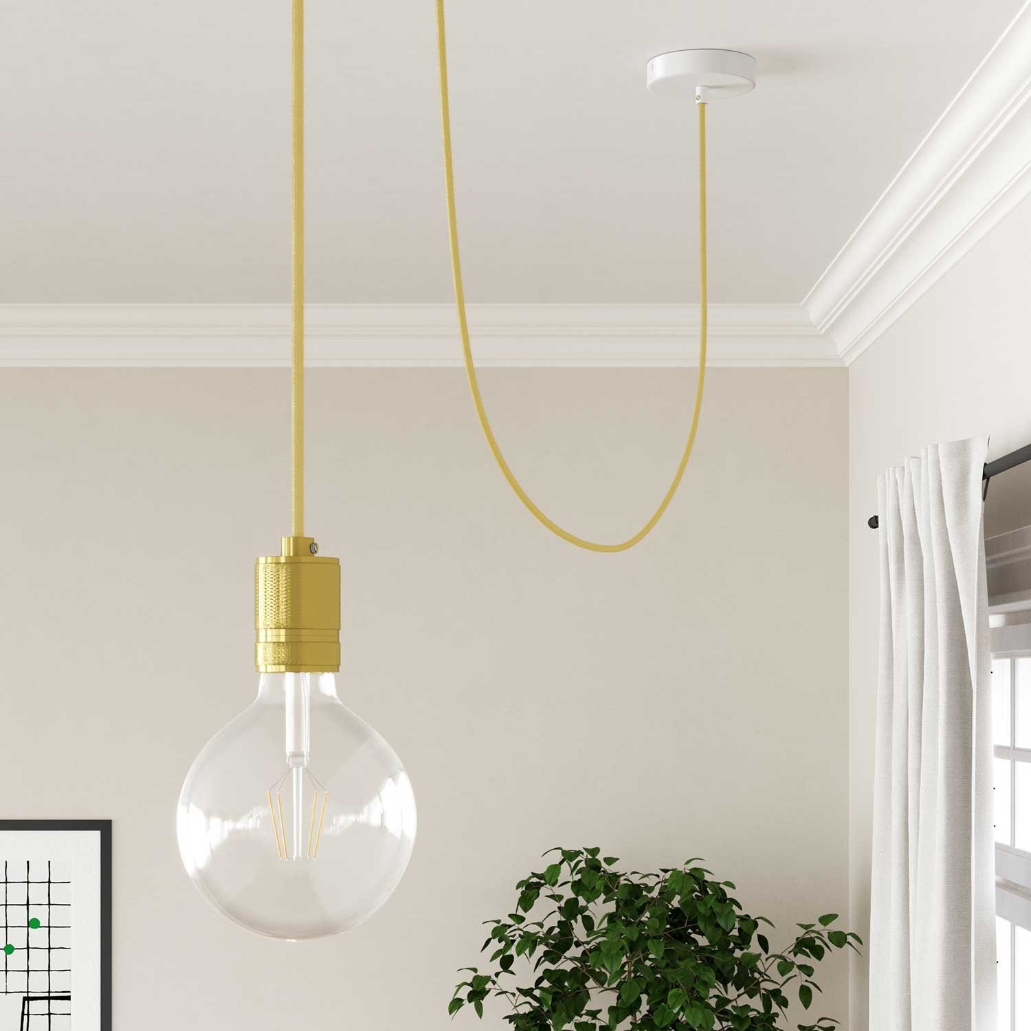 Round Electric Cable RC10 Pale Yellow Cotton - UL listed