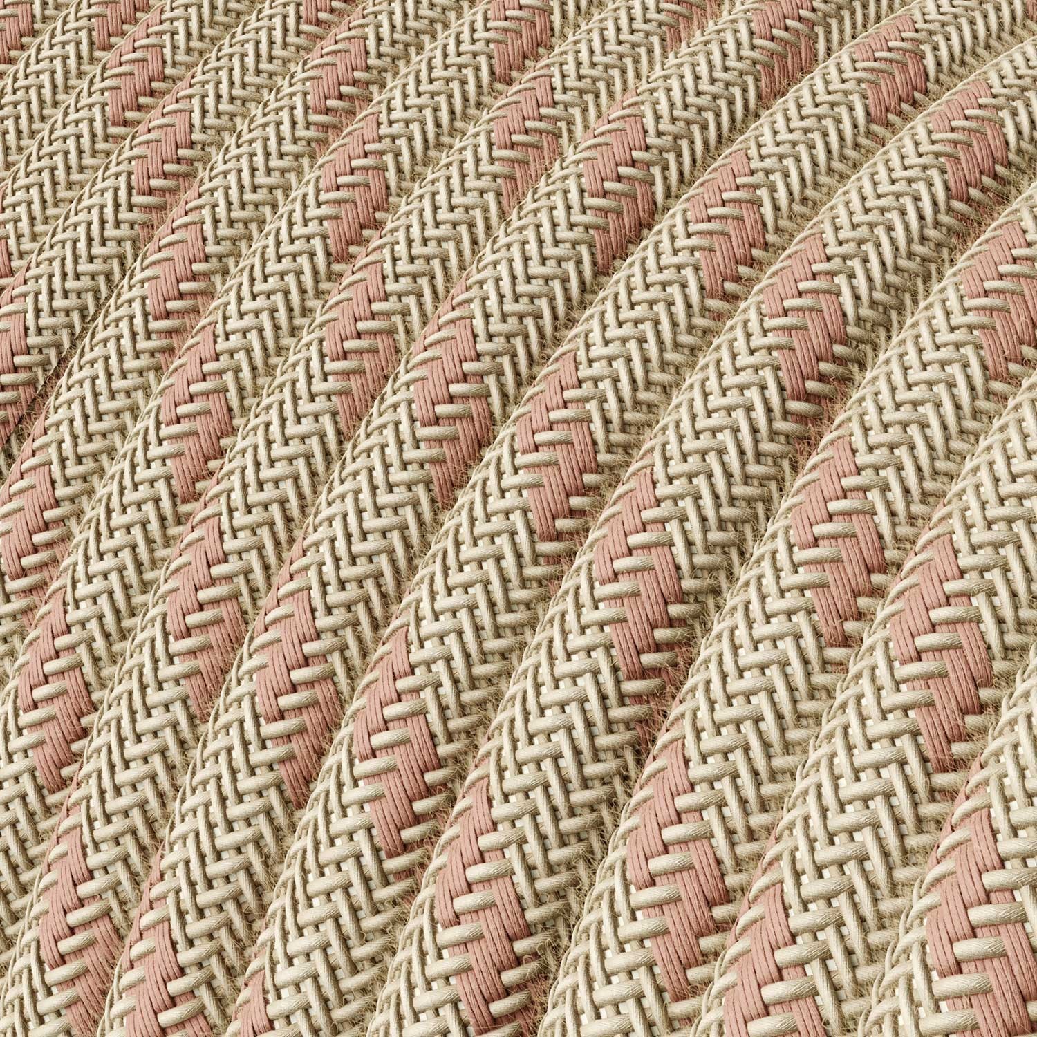 Cable eléctrico redondo RD51 Stripes Ancient Pink Cotton and Natural Linen - Certificación UL