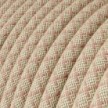 Round Electric Cable RD61 Lozenge Ancient Pink Cotton and Natural Linen - UL listed