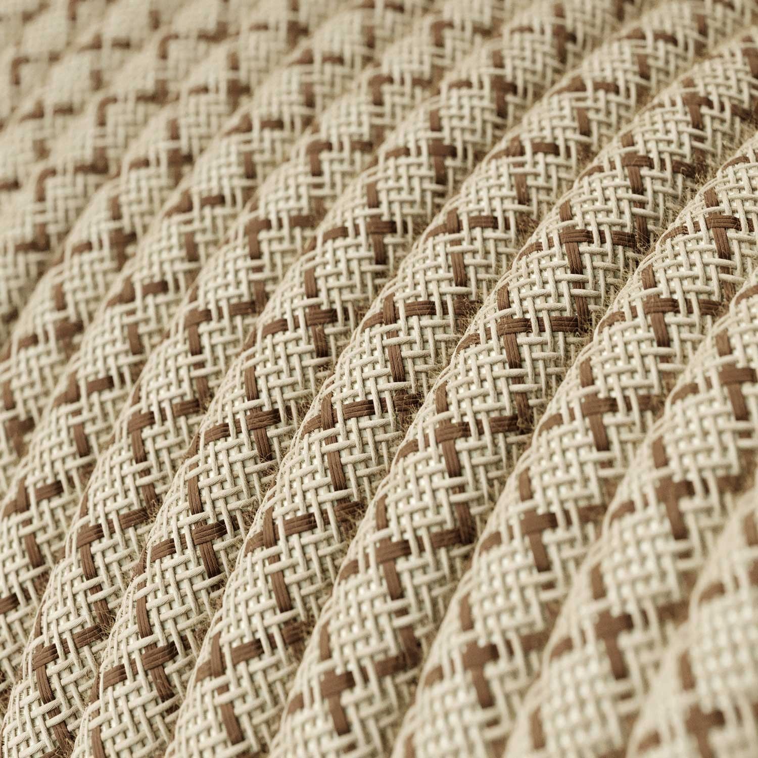 Round Electric Cable RD63 Lozenge Bark Cotton and Natural Linen - UL listed