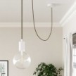 Round Electric Cable RD64 Lozenge Anthracite Cotton and Natural Linen - UL listed