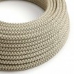 Round Electric Cable RD64 Lozenge Anthracite Cotton and Natural Linen - UL listed