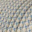 Round Electric Cable RD65 Lozenge Steward Blue Cotton and Natural Linen - UL listed