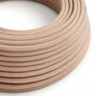 Round Electric Cable RD71 ZigZag Ancient Pink Cotton and Natural Linen - UL listed