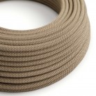 Round Electric Cable RD73 ZigZag Bark Cotton and Natural Linen - UL listed