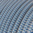 Round Electric Cable RD75 ZigZag Steward Blue Cotton and Natural Linen - UL listed