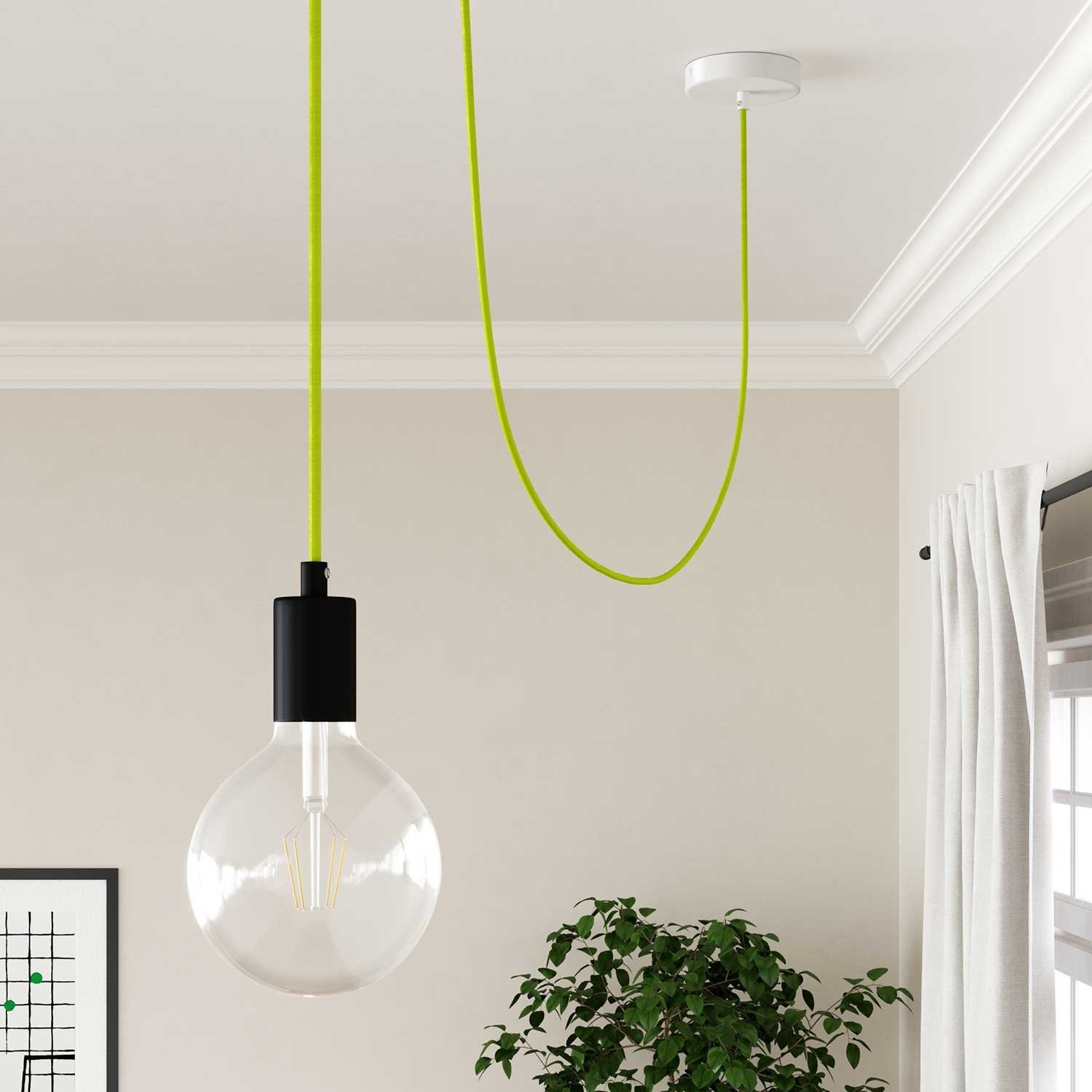 Round Electric Cable RF10 Yellow Fluo Rayon - UL listed