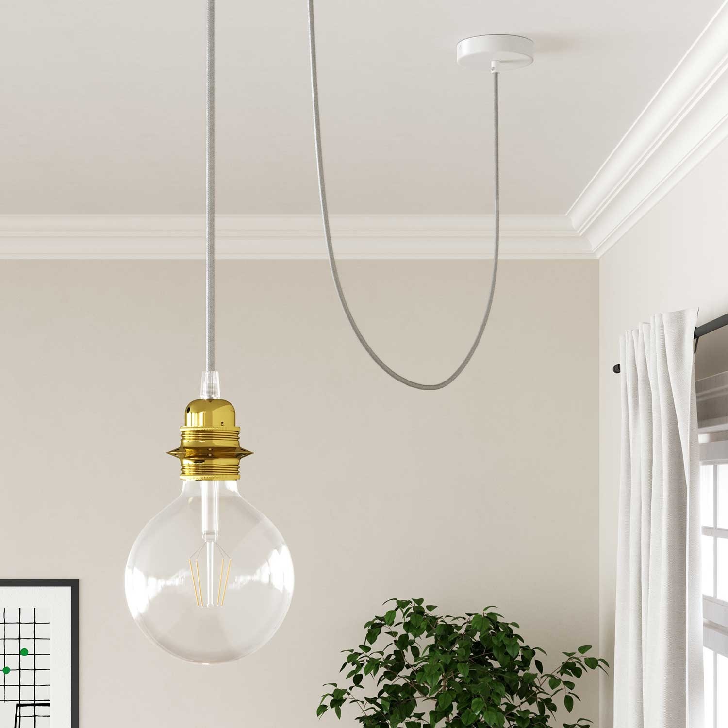 Round Electric Cable RM01 White Rayon - UL listed