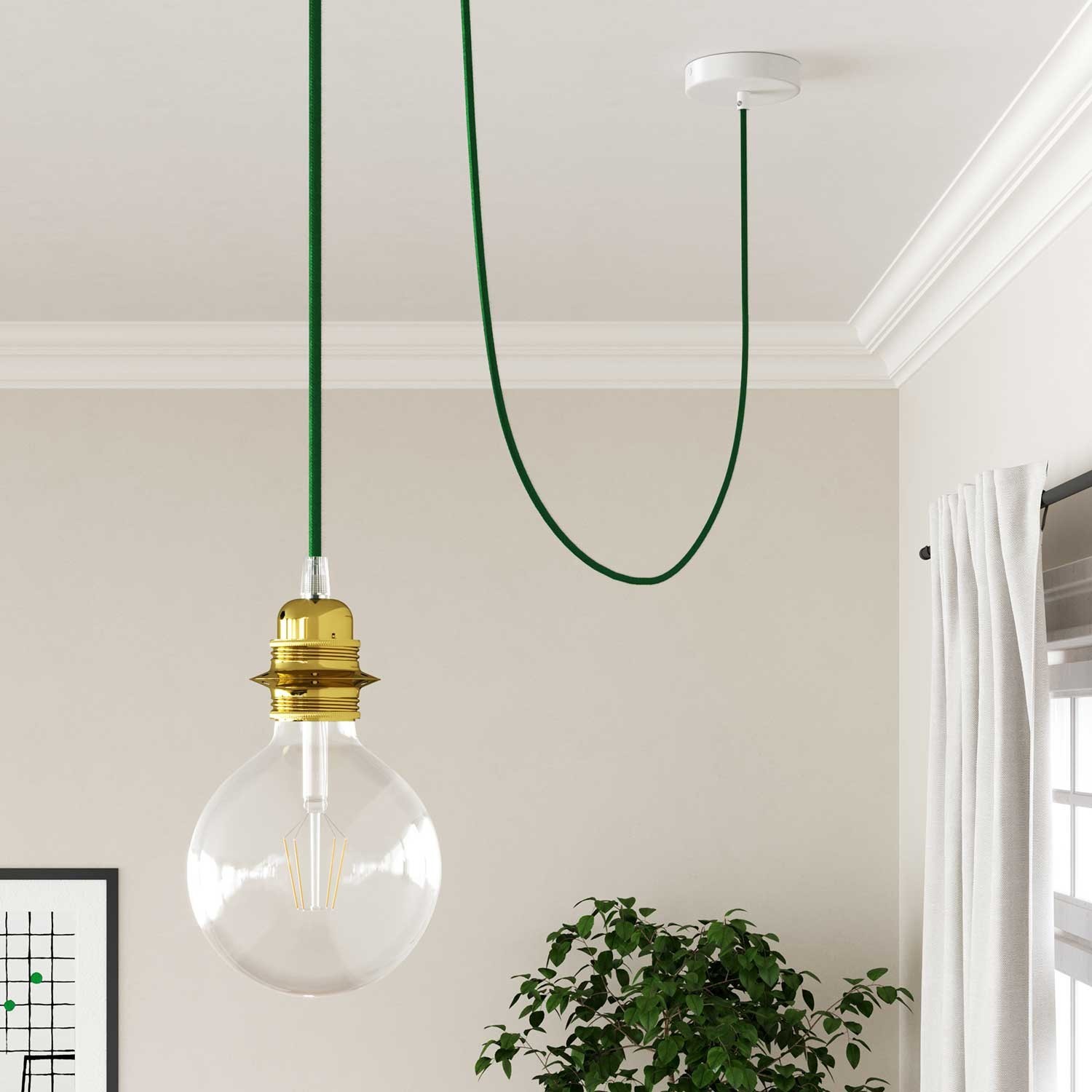 Round Electric Cable RM21 Dark Green Rayon - UL listed
