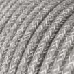 Round Electric Cable RN02 Grey Natural Linen - UL listed