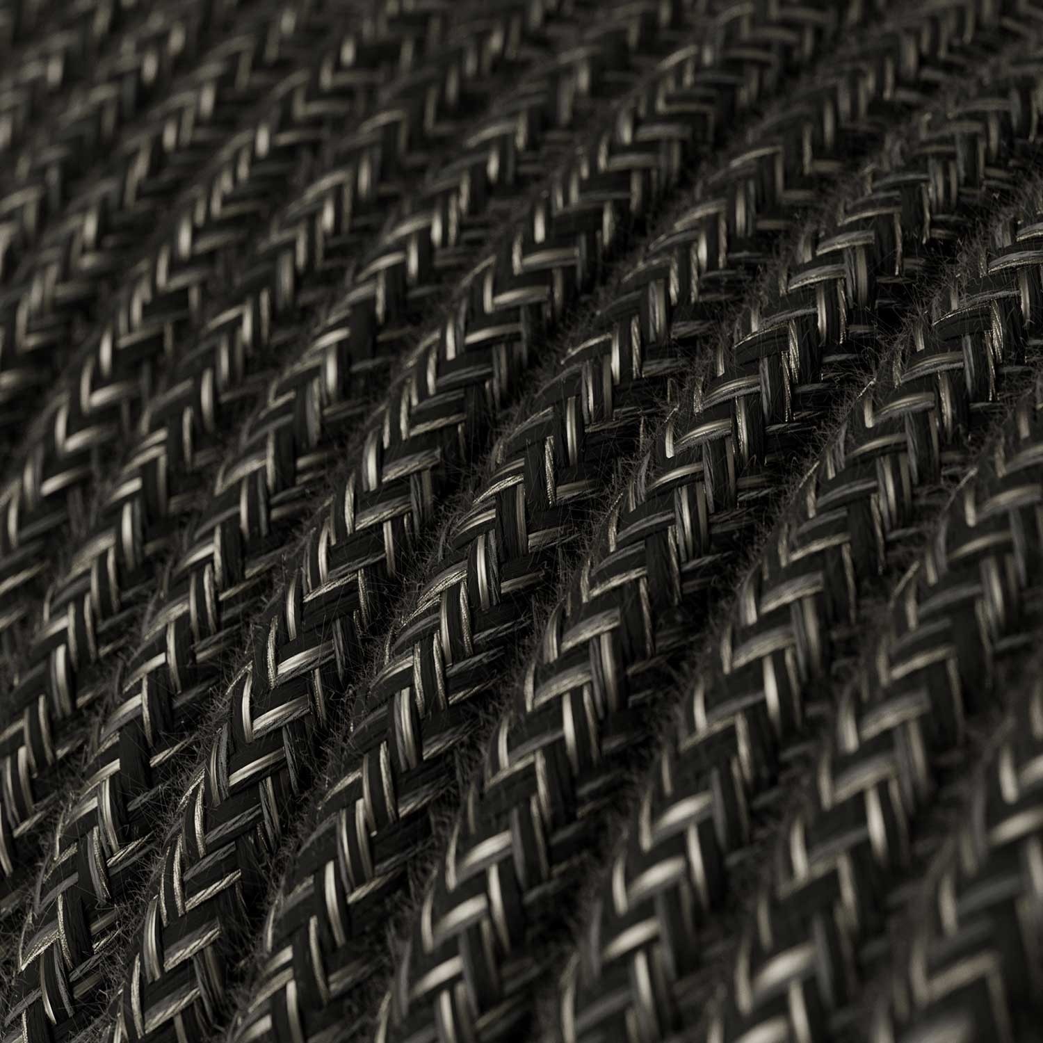 Round Electric Cable RN03 Anthracite Natural Linen - UL listed