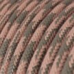 Round Electric Cable RP26 Bicoloured Ancient Pink and Grey Cotton - UL listed