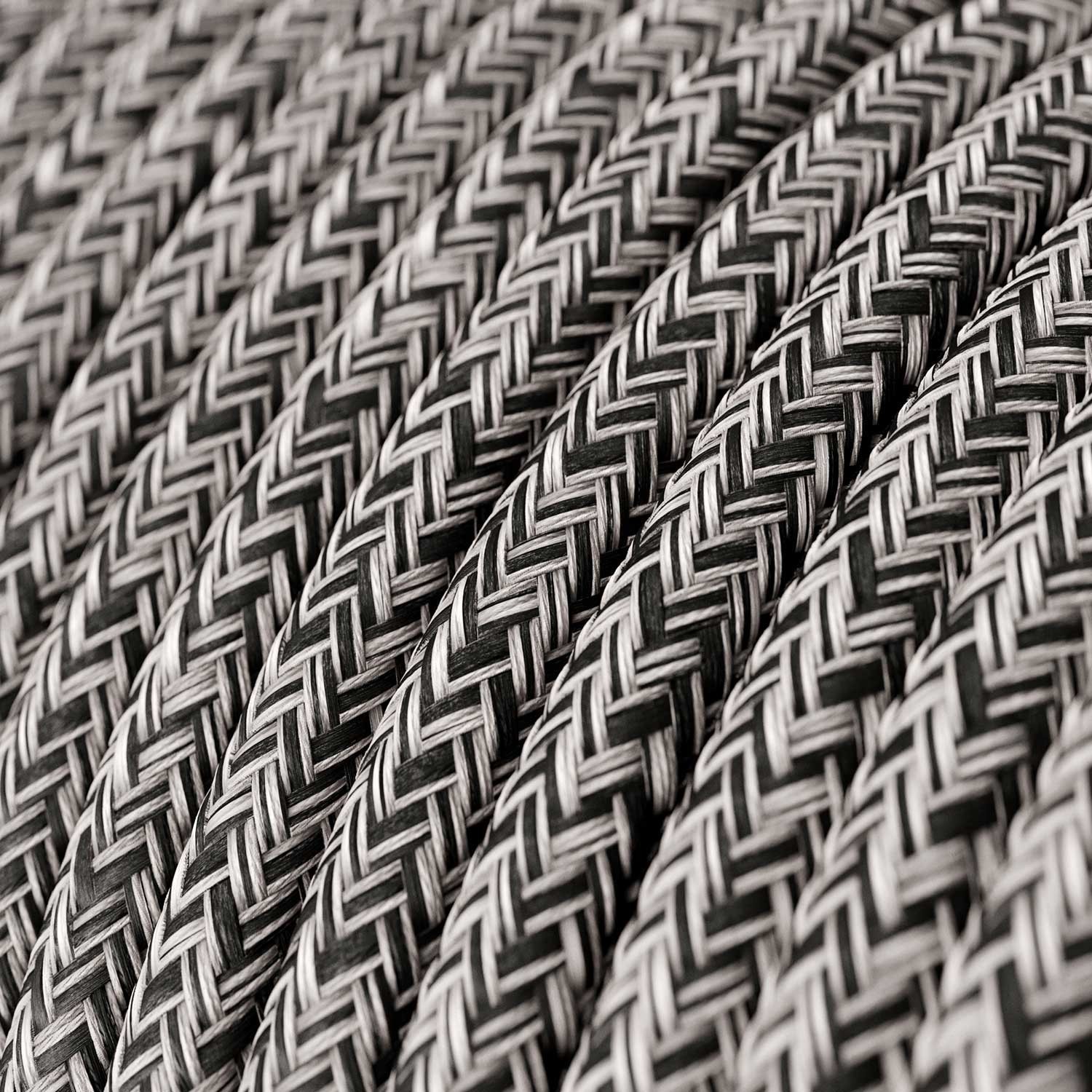 Cable eléctrico redondo RS81 Glitter Black Onyx Algodón y Lino Natural - Certificación UL