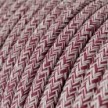 Round Electric Cable RS83 Glittering Burgundy Cotton and Natural Linen - UL listed