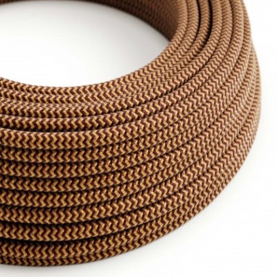 Cable eléctrico redondo RZ23 ZigZag Rayón Dorado y Borgoña - Certificación UL