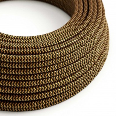 Cable eléctrico redondo RZ24 ZigZag Rayón Dorado y Negro - Certificación UL