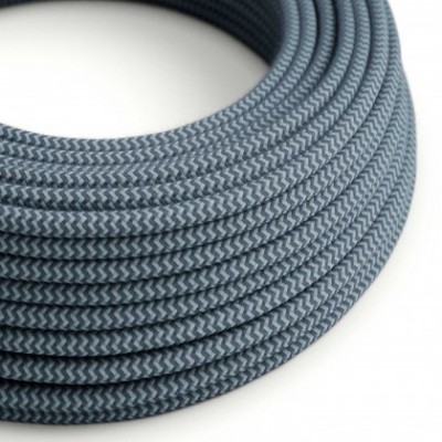 Cable eléctrico redondo RZ25 ZigZag Gris Piedra y Algodón Océano - Certificación UL