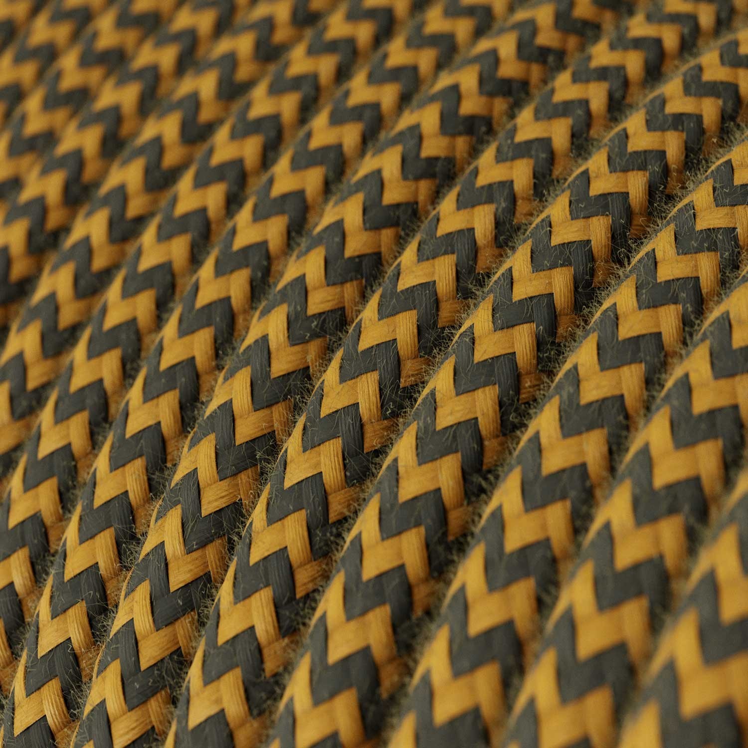 Round Electric Cable RZ27 ZigZag Golden Honey and Anthracite Cotton - UL listed