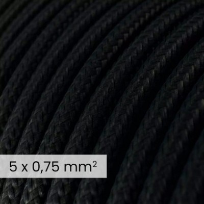 Cable eléctrico textil DALI 5x0,75 mm² negro carbón - Cable redondo flexible para alumbrado RM04